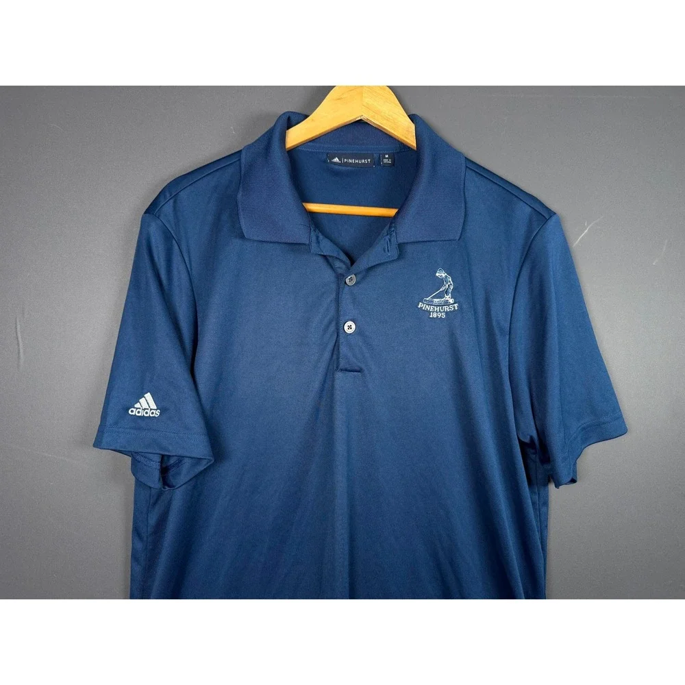 Adidas Pinehurst 1895 Golf Polo Shirt Mens Medium Navy Blue Putter Boy Logo